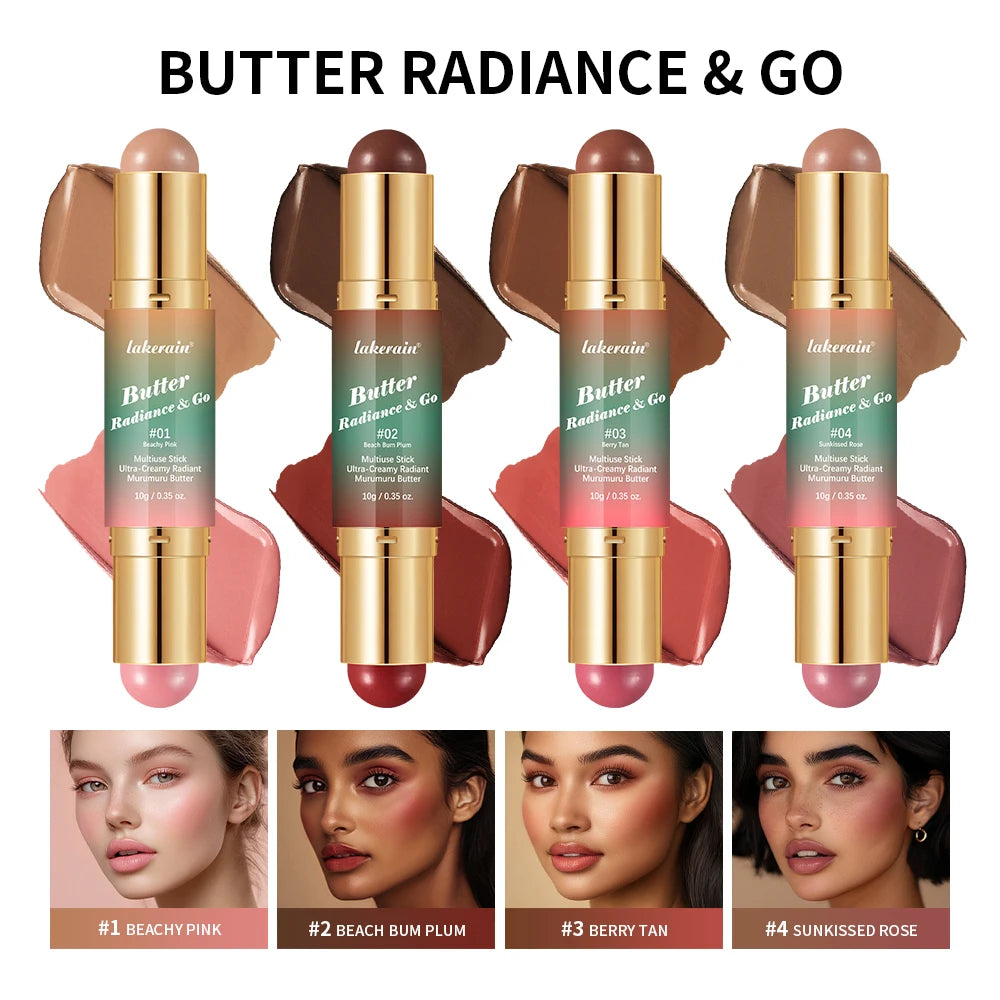 Butter Glow & Go Multiuse Stick Double-Headed Bronzer Blush Stick for Cheeks Contours Light Glossy Bronze&Pink Blusher Cosmetics - AliExpress 66