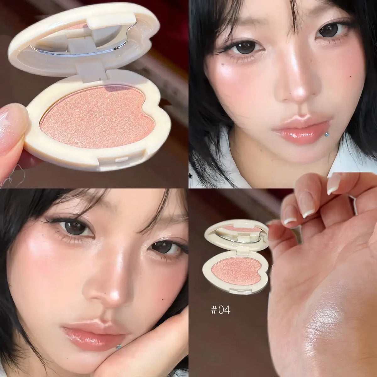 Heart Shaped Shimmer Highlighter Clear Glitter Pearl Pink High Gloss Brightening Face Contour Eyeshadow Palette Cosmetic - AliExpress 66