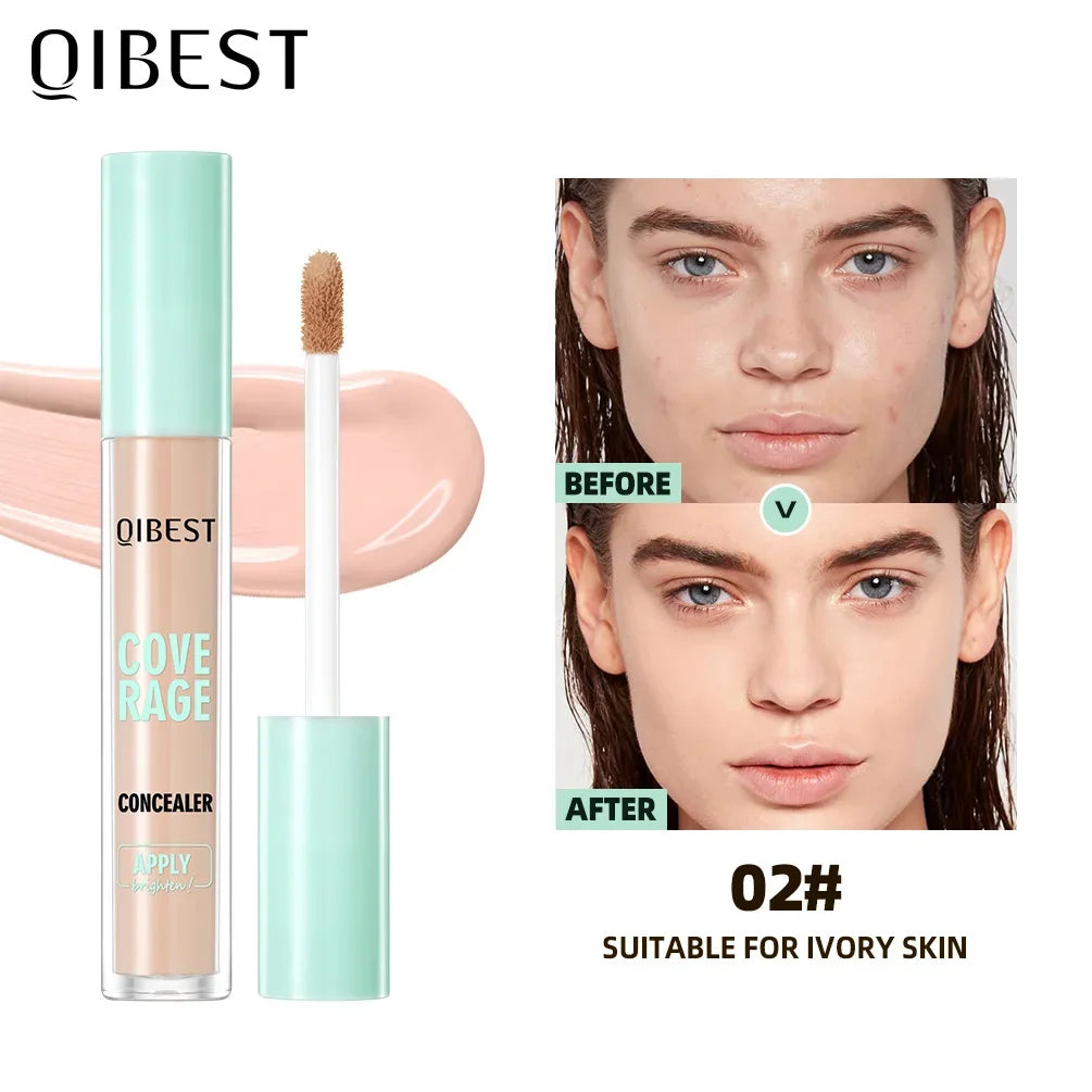 QIBEST Face High Coverage Concealer Matte Liquid Foundation Multi-Use Cream Oil Control Retouch Face Makeup Products For Women