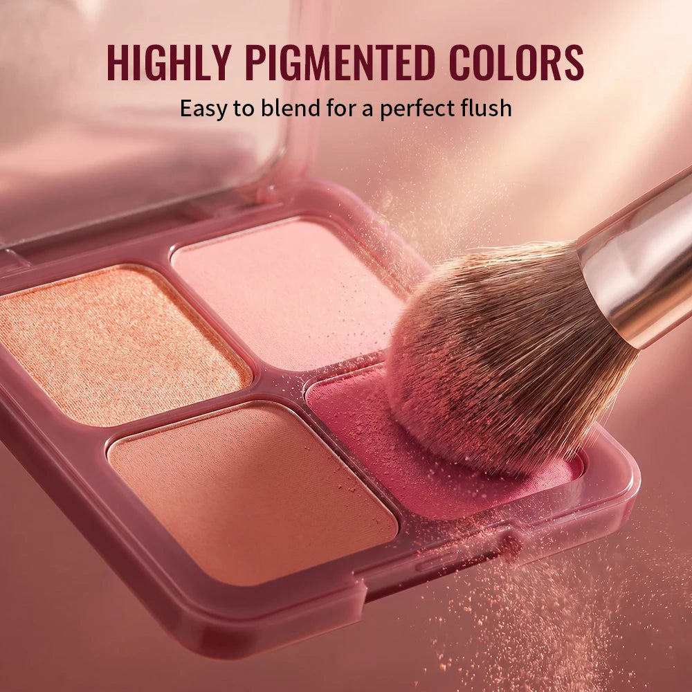 4 Color Matte Cream Blush Highlighter Palette Pink Peach Expanding Color Natural Water Light Blush Rouge Portable Face Cheek Tin