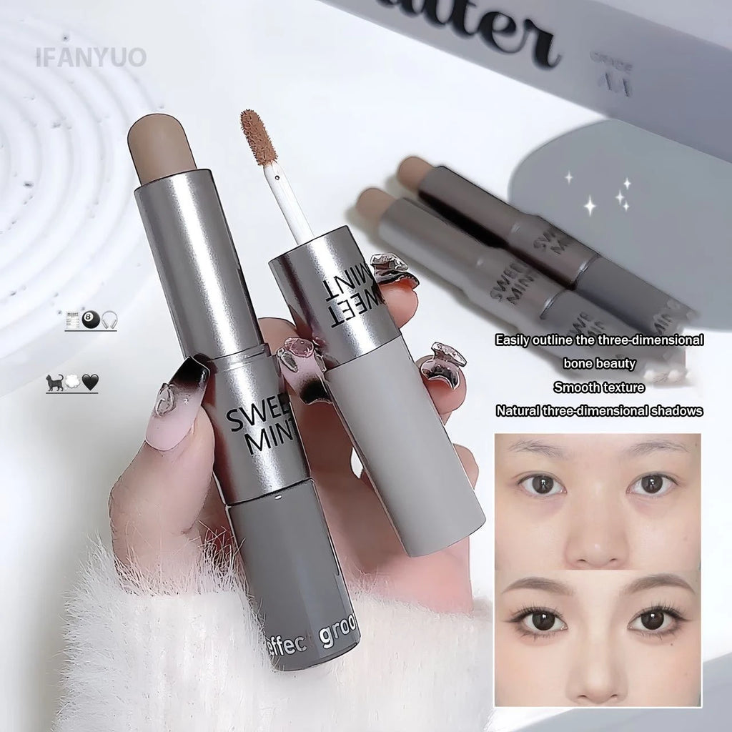 2 in 1 Contour & Concealer Stick Waterproof Face Sculpting Makeup Creamy Matte Foundation Highlighter Long Lasting Nose Shadow - AliExpress 66