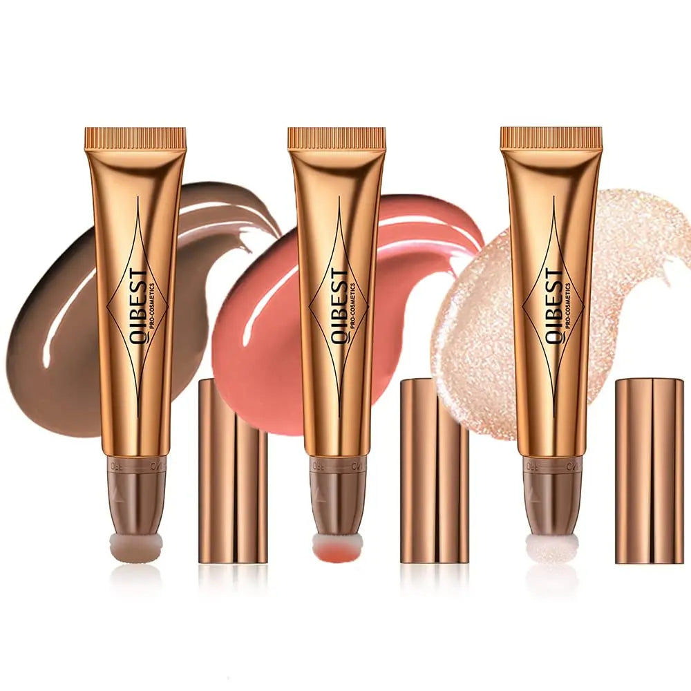 QIBEST Liquid Contour With Cushion Applicator Highlight Shimmer Natural Soft Moisturizing Cream Liquid Blush For Cheek Cosmetics - AliExpress 66
