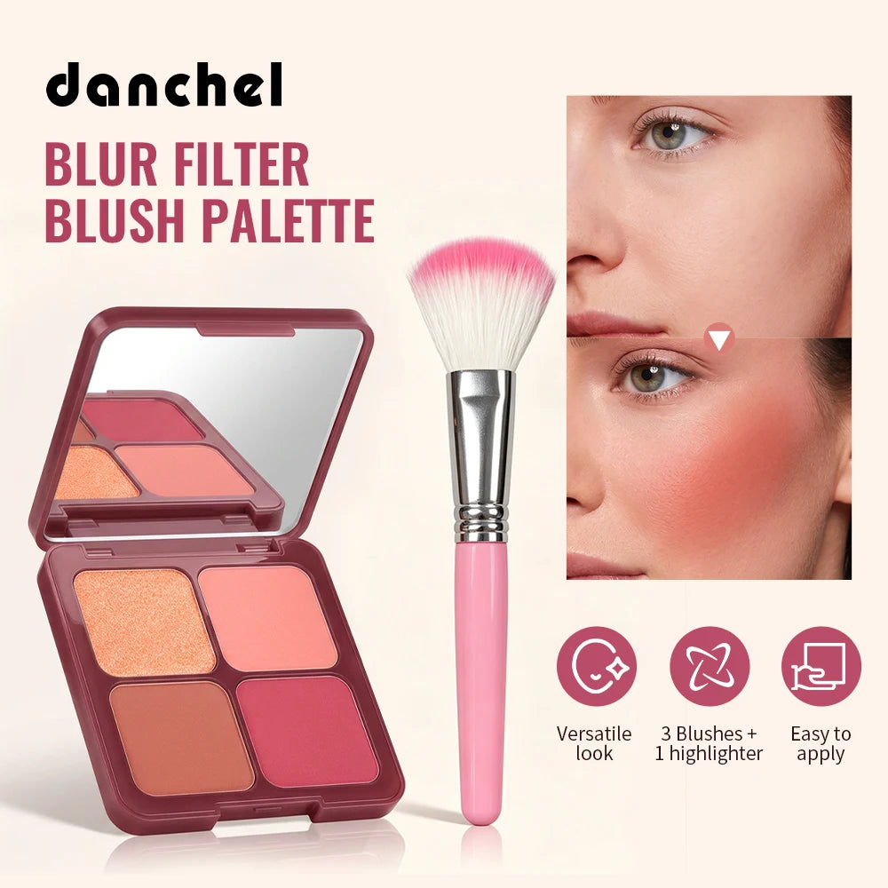 4?Color Blur Filter Blush Palette Matte Pigmented Powder Blush Makeup Palette Natural Flush Cheek Cosmetic With Blush Brush - AliExpress 66