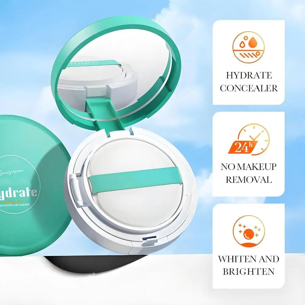 Facial Tinted Sunscreen SPF60 Sun Cushion Oil-Free Moisturizing & Soothing Face BB Cream Lightweight Natural Dewy