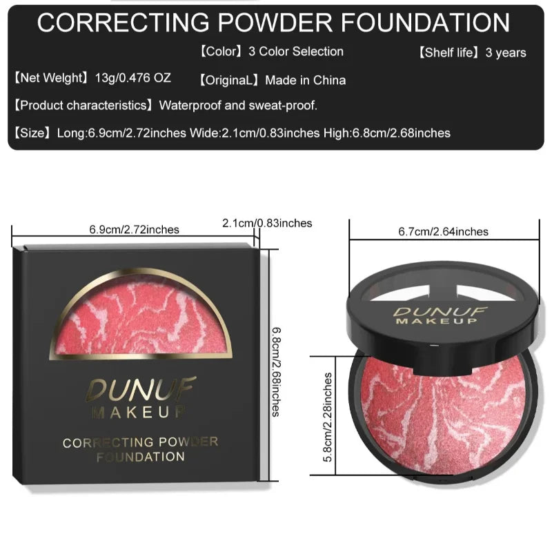 6 Colors Blush Palette Waterproof Lightweight Breathable Long Lasting Smooth Baked Powder Blusher Correcting Foundation