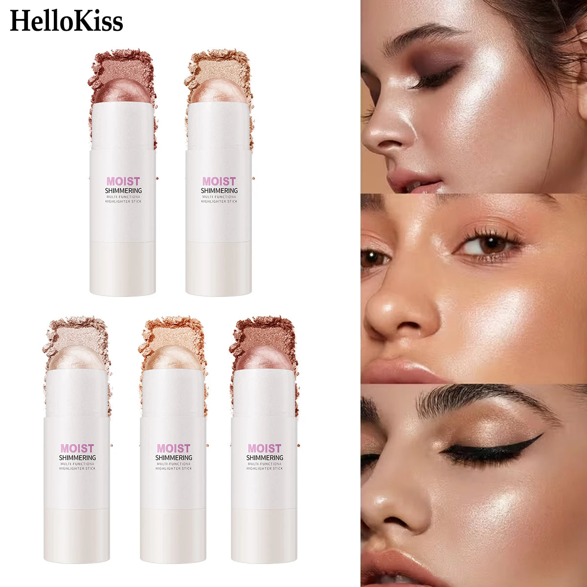 5 Colors Water Light High Gloss Stick Bronzer Shimmer Highlighter Blush Waterproof Face Contour Brighten Stereo Facial Makeup - AliExpress 66