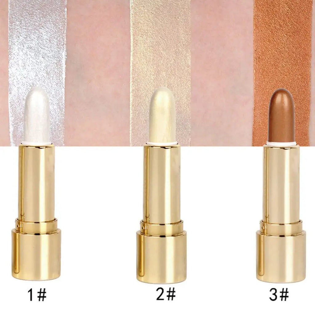 3 Color Highlighter Stick Portable Face Contour Natural Shimmer Glow Long-Lasting Cream Highlighter for Cheekbones Nose - AliExpress 66