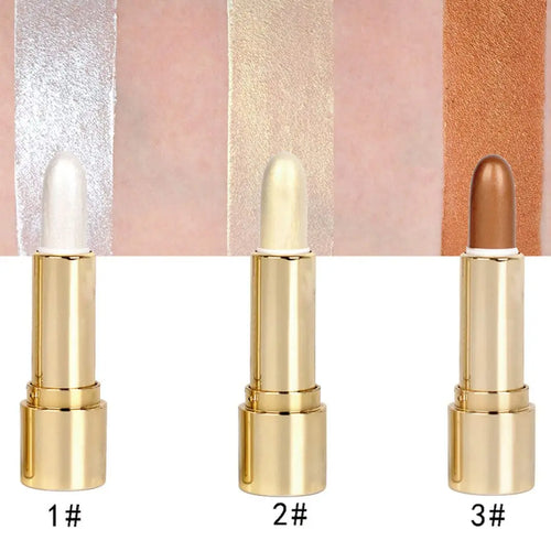 3 Color Highlighter Stick Portable Face Contour Natural Shimmer Glow Long-Lasting Cream Highlighter for Cheekbones Nose - AliExpress 66