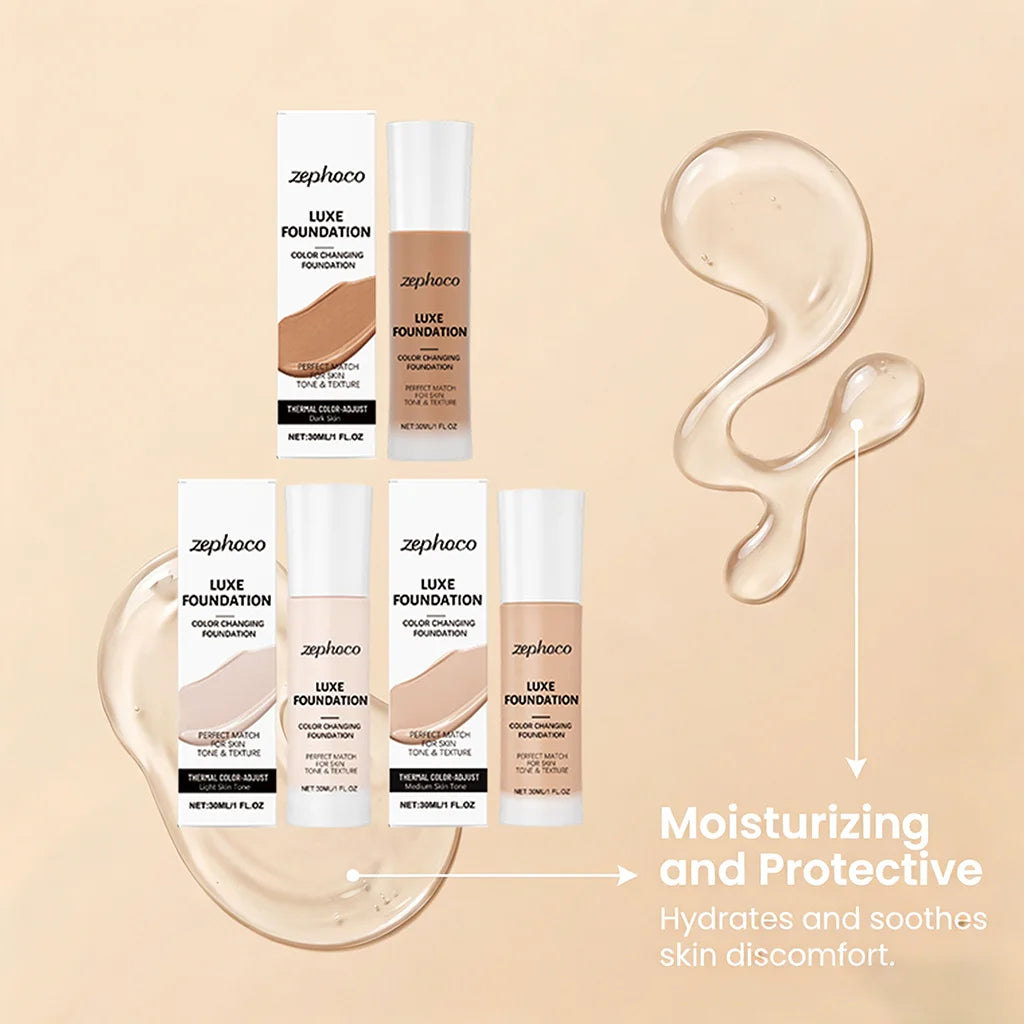 Zephoco Color Changing Foundation - Light Skin Tone Natural Lightweight Smooth Formula Daily Makeup Base Easy to Blend