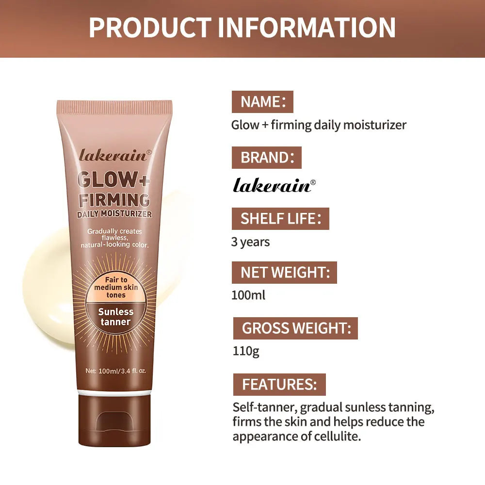 GLOW+FIRMING Daily Moisturizer Gradual Sunless Tanner Natural Light Bronze For Fair To Medium Skin Hydrate & Revitalize Dry Body