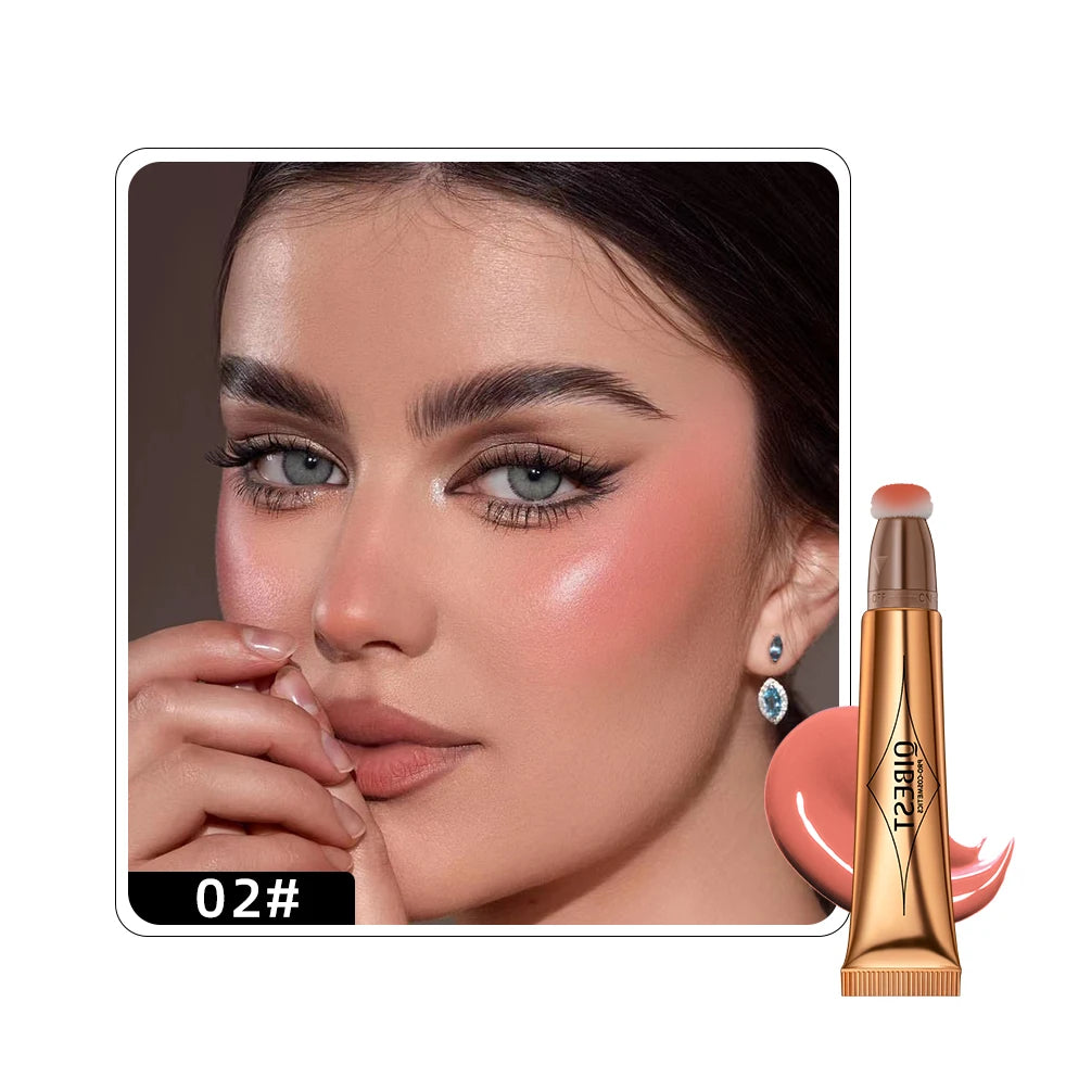 QIBEST Liquid Blusher Eyeshadow Cheeks Makeup With Cushion Applicator Lightweight Soft Maquiagem Smooth Cute Highlight Contour