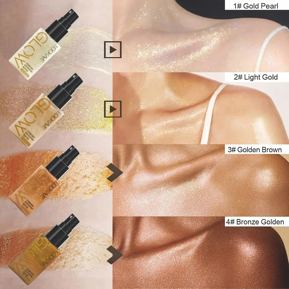 Illuminating Face Brightening Spray 30ml Liquid Highlighter Waterproof Long Lasting Shimmer Glitter Natural Glow for Body Face