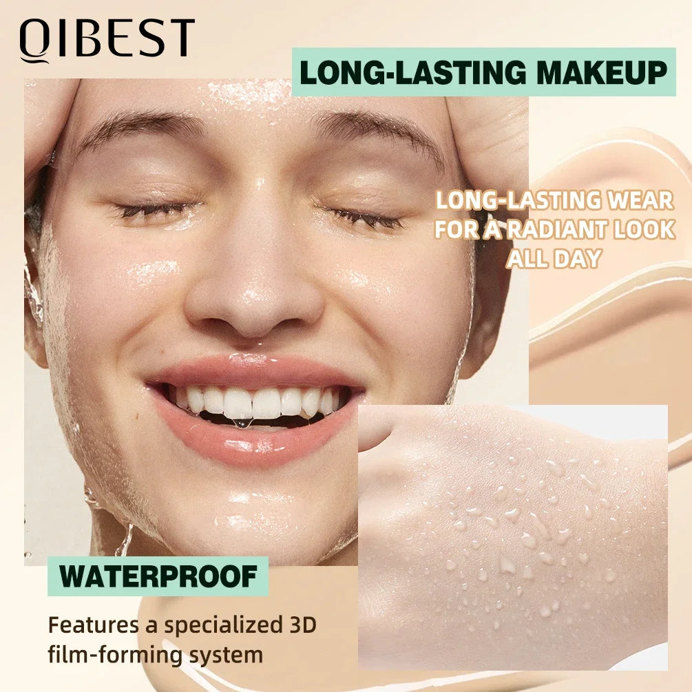 QIBEST Face High Coverage Concealer Matte Liquid Foundation Multi-Use Cream Oil Control Retouch Face Makeup Products For Women