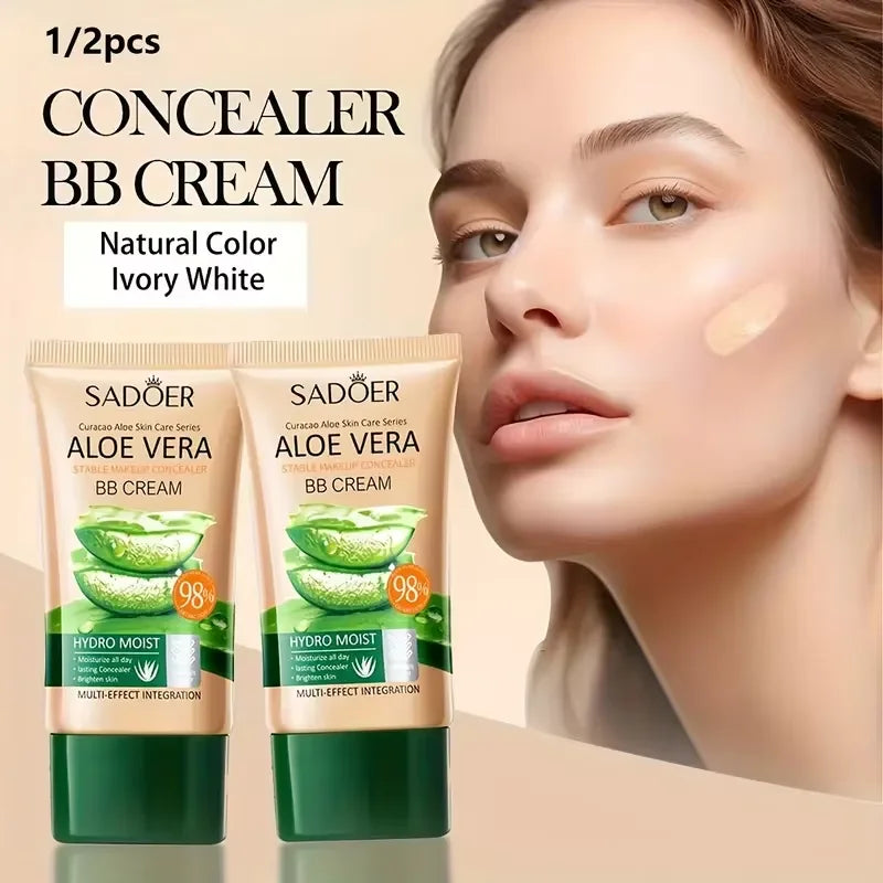 Aloe Vera BB Cream-Hydrating Moisturizes Full Coverage Foundation Makeup,Long-Lasting Coverage Concealer Cover Blemishes Make Up