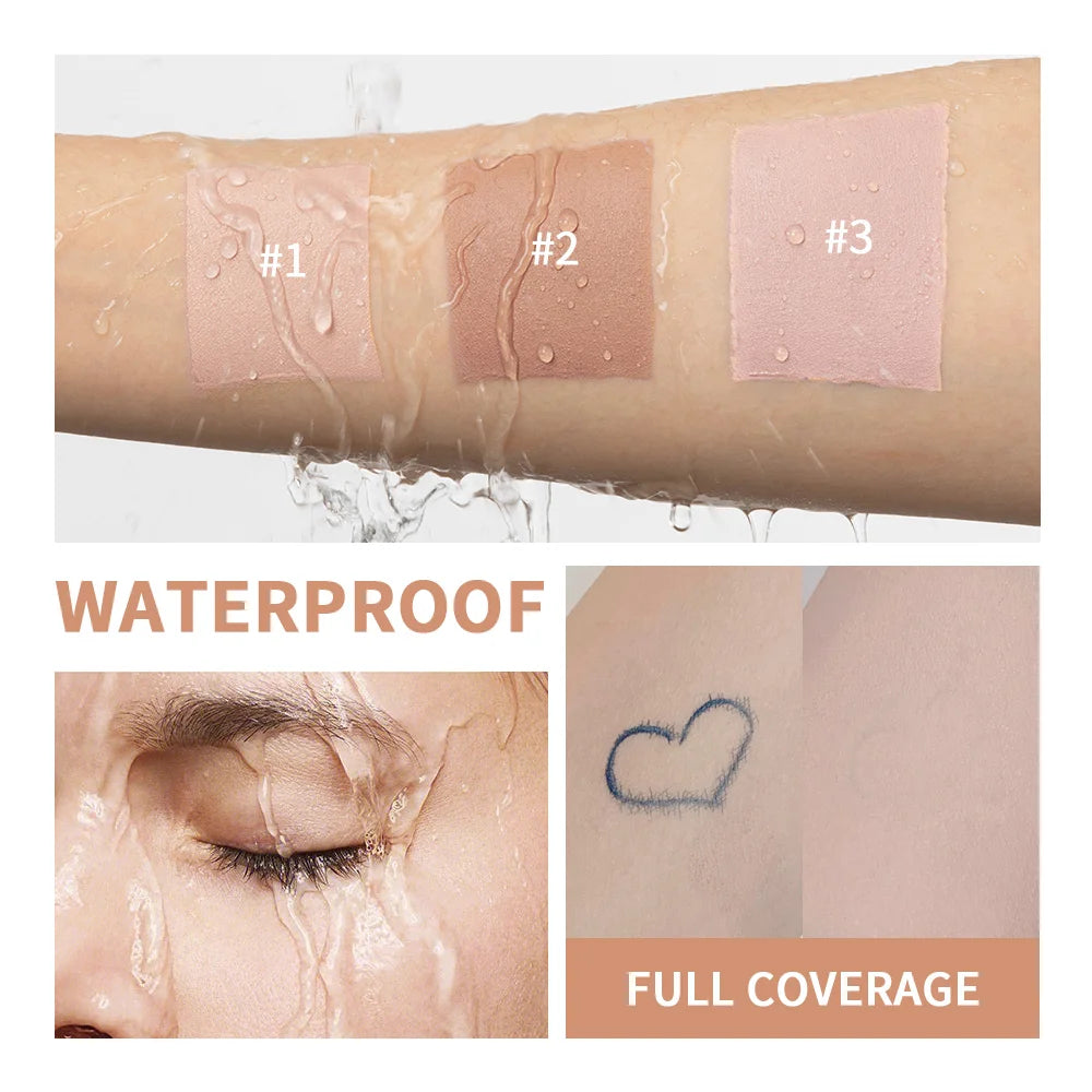 CC Full Coverage Undereye Color Corrector Matte Waterproof Nourishing Full Coverage Pressed Powder Foundation With Puff Makeup