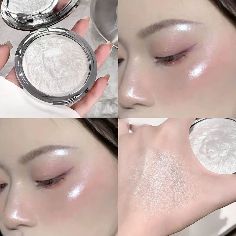 Three-Color Lion Facial Contour Highlighter Powder Makeup Palette Pearl White Shimmer Atmosphere Potato Puree Highlighter Plate - AliExpress 66
