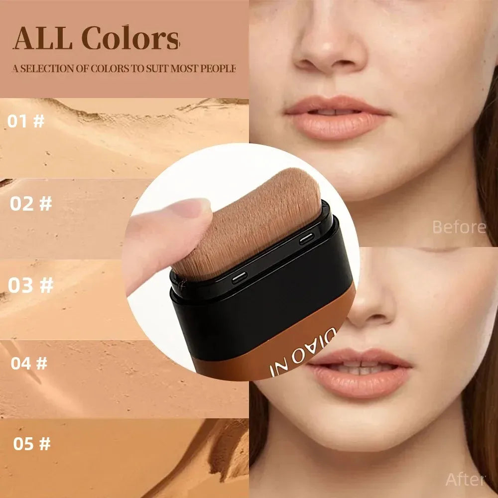 Long-Lasting Foundation Stick with Brush Concealer Brightening Skin Tone Makeup Replacement Beauty Blender for a Natural Look