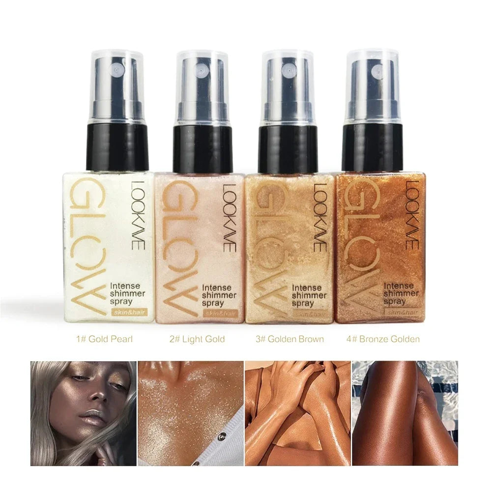 Illuminating Face Brightening Spray 30ml Liquid Highlighter Waterproof Long Lasting Shimmer Glitter Natural Glow for Body Face