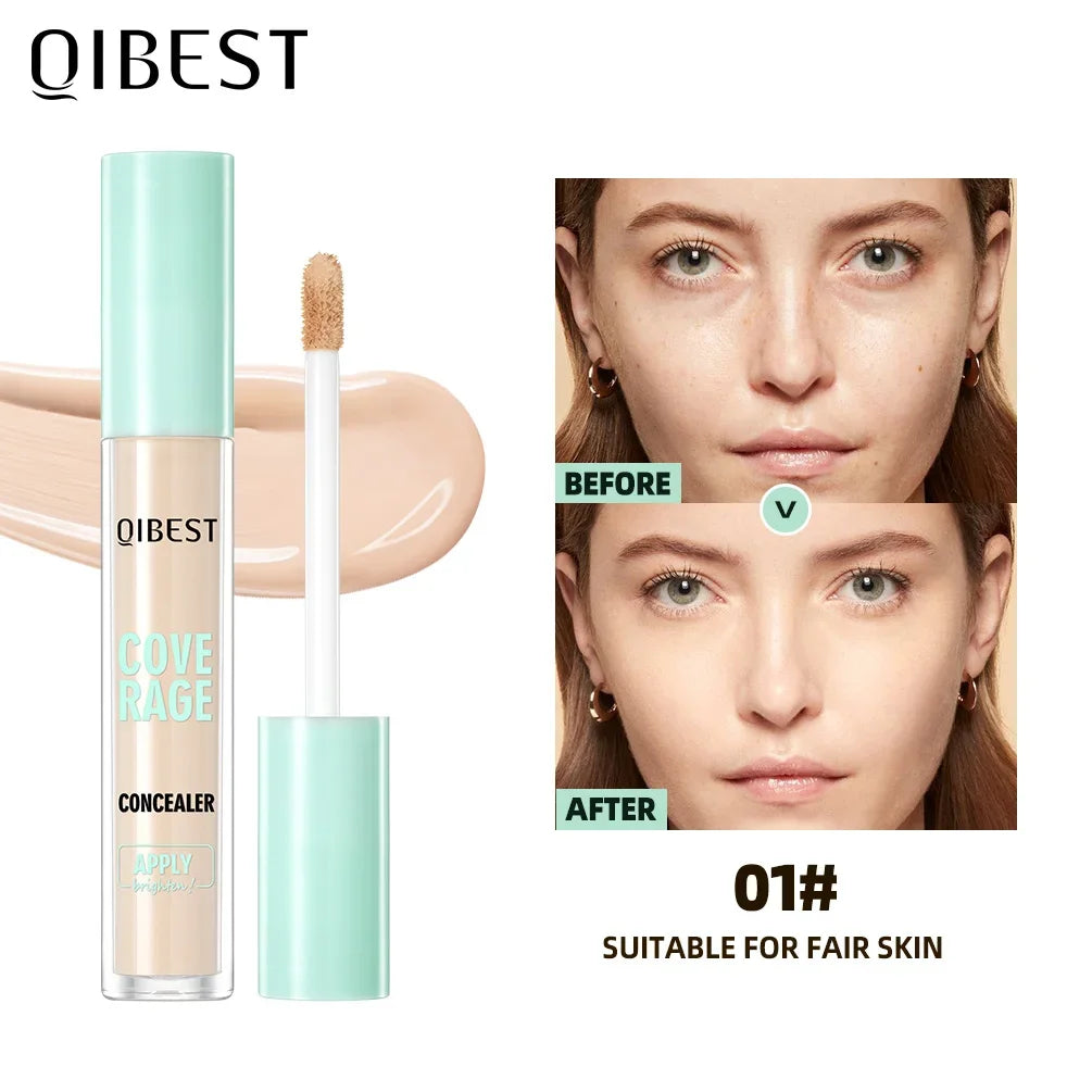 QIBEST Face High Coverage Concealer Matte Liquid Foundation Multi-Use Cream Oil Control Retouch Face Makeup Products For Women