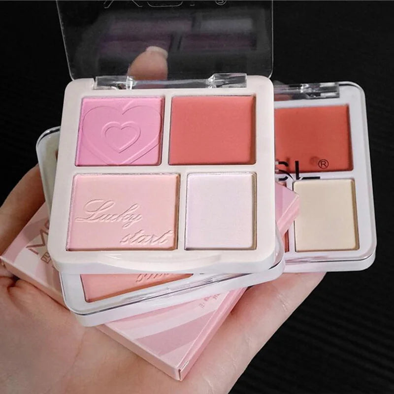 4 Color Love Heart Powder Blusher Palette Natural Matte Color Low Saturation Natural Smudge Korean Blush Rouge Face Makeup Cheap - AliExpress 66