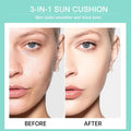 Facial Tinted Sunscreen SPF60 Sun Cushion Oil-Free Moisturizing & Soothing Face BB Cream Lightweight Natural Dewy