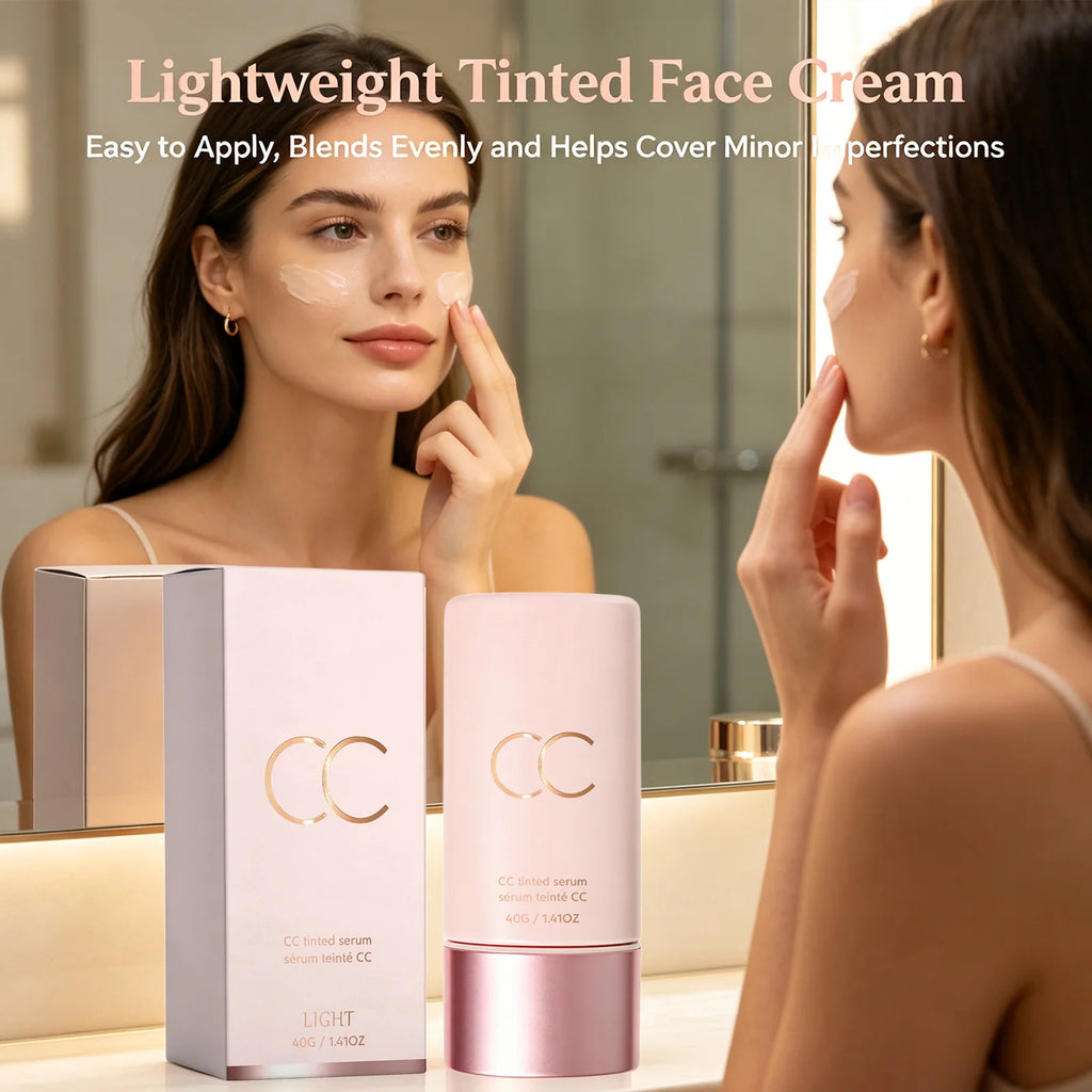CC Tinted Serum Even Skin Tone Conceals Dullness & Redness Improves Dry Skin Non?caking Lightweight Natural Tinted Moisturizer