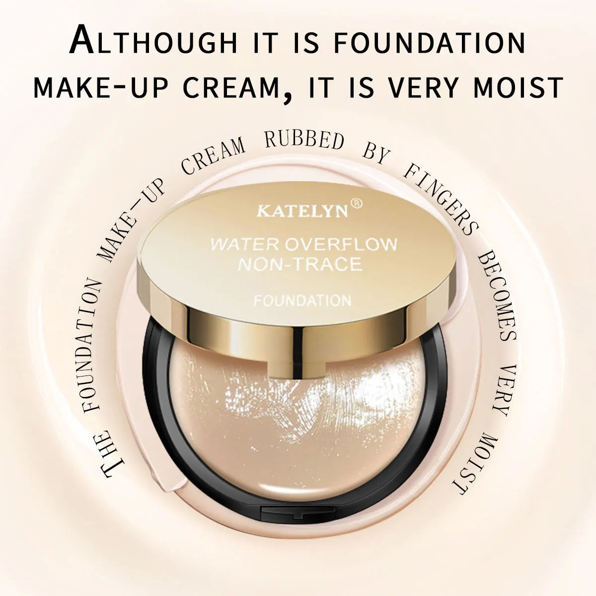 KATELYN Long-Lasting Full Coverage Conceal Foundation Cream Makeup Waterproof Sweatproof Oil-Control CC Cream for Natural Look