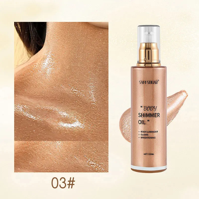 100ml Pearl Rose Gold Shimmer Oil Highlighter For Face Body Glow Bronzer Illuminator Liquid Makeup Shine Brightener - AliExpress 66