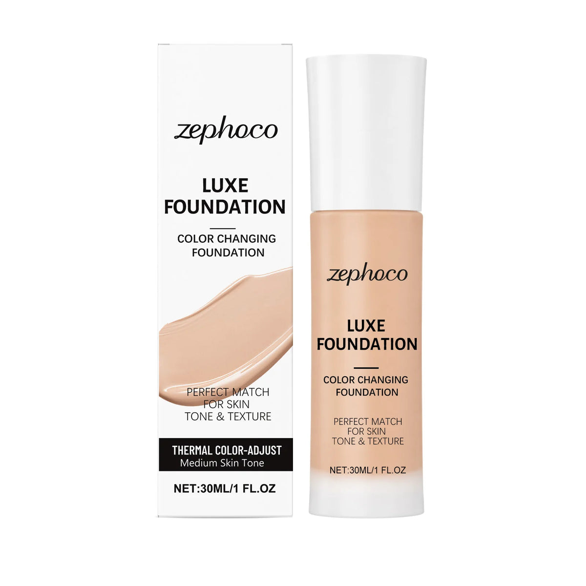 Zephoco Color Changing Foundation - Light Skin Tone Natural Lightweight Smooth Formula Daily Makeup Base Easy to Blend