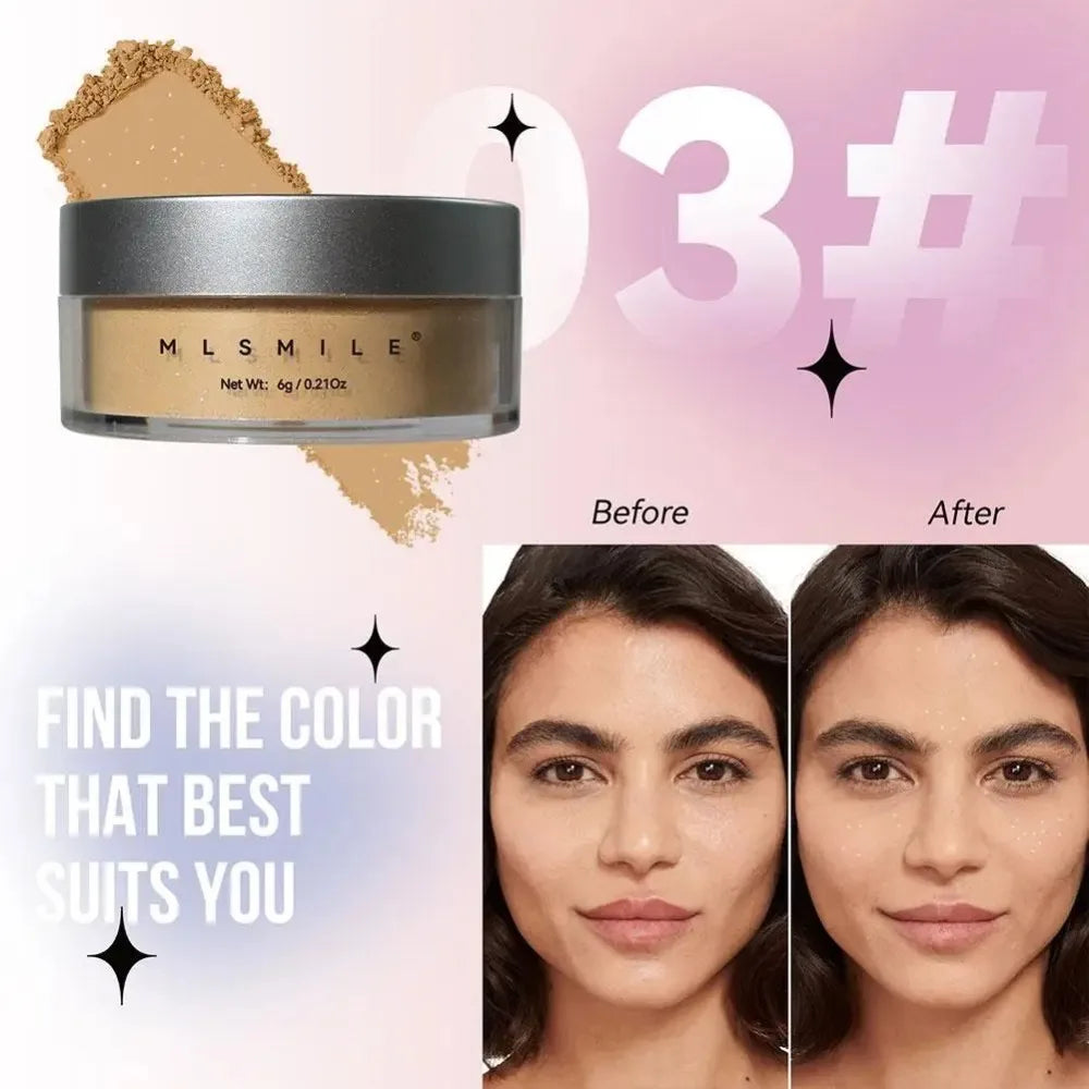 Long Lasting Glitter Setting Powder Pearlescent Natural Finish Face Powder Oil Control Hide Pore Matte Powder Face Makeup