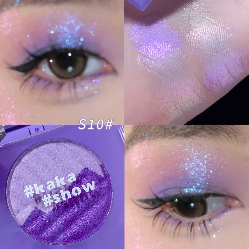 High Gloss Chameleon Highlight Palette Aurora Purple Fine Glitter Eyeshaow Shiny Face Body Brightening Shimmer Contour EyeMakeup