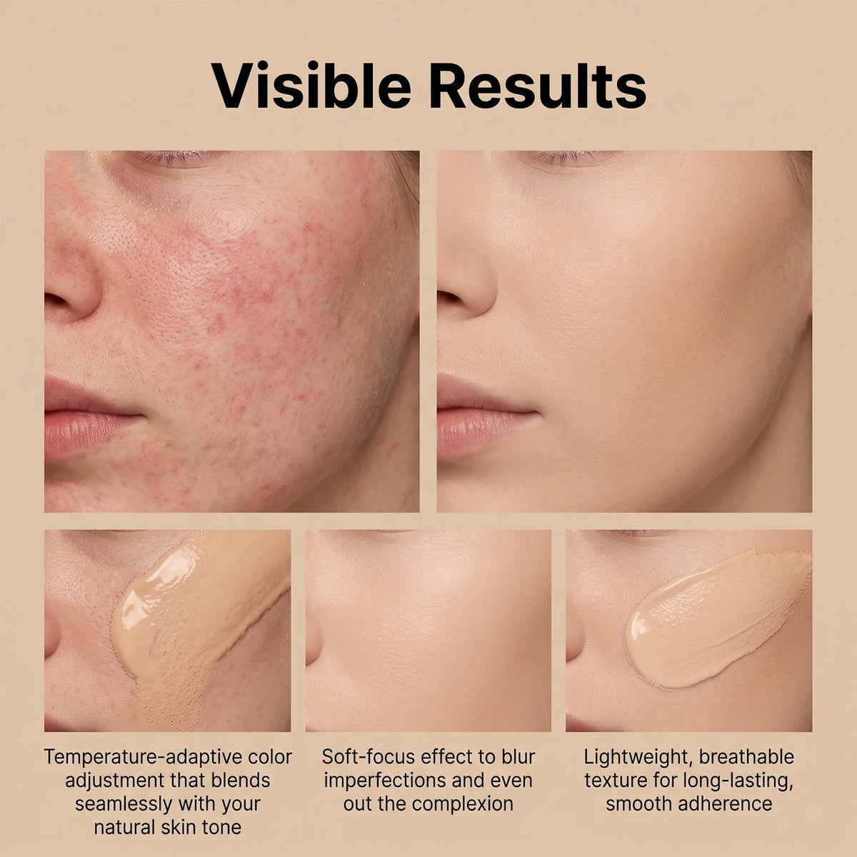 2026 Hot New Product 30ml Natural Warm Tone Foundation, Facial Evening Tone, Soft Makeup Finish, Long-Lasting Radiance, Delicate
