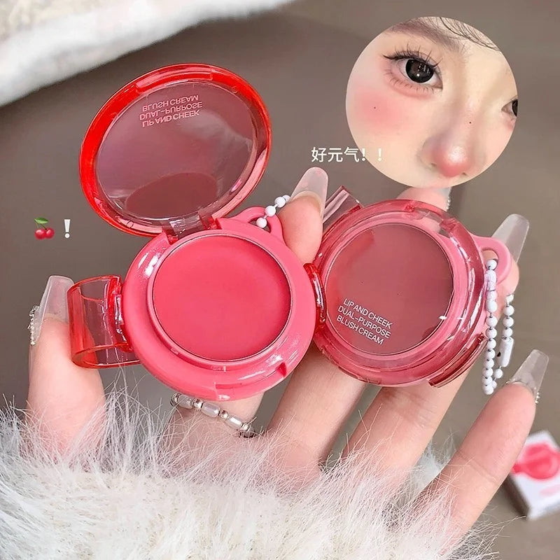 Matte Rose Purple Blush Cream Lip Cheek Multi-Use Lip Mud Lipstick Monochrome Blusher Brightening Face Easy Color Rouge Makeup
