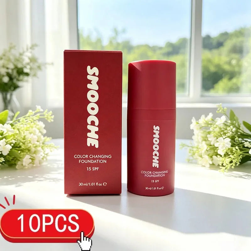 30ml SMOOCHE Skin Tone Adaptive Color Changing Liquid Foundation Lasting Oil Control Waterproof Lightweight Base Layer Concealer
