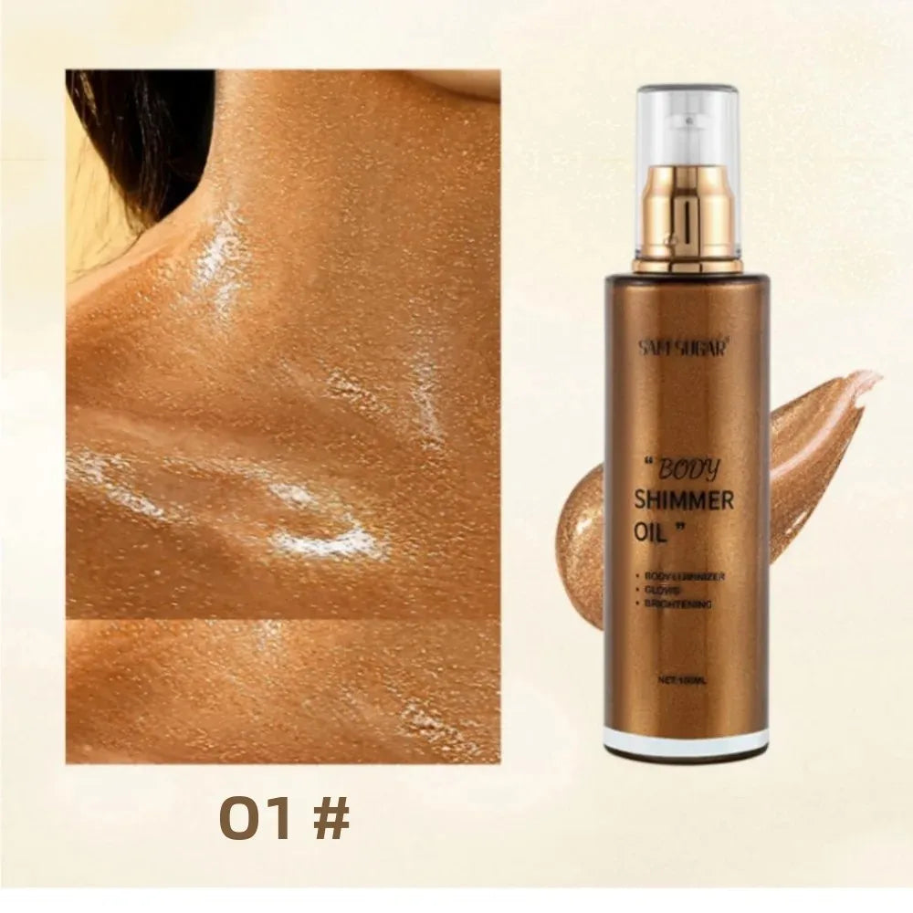 100ml Pearl Rose Gold Shimmer Oil Highlighter For Face Body Glow Bronzer Illuminator Liquid Makeup Shine Brightener - AliExpress 66