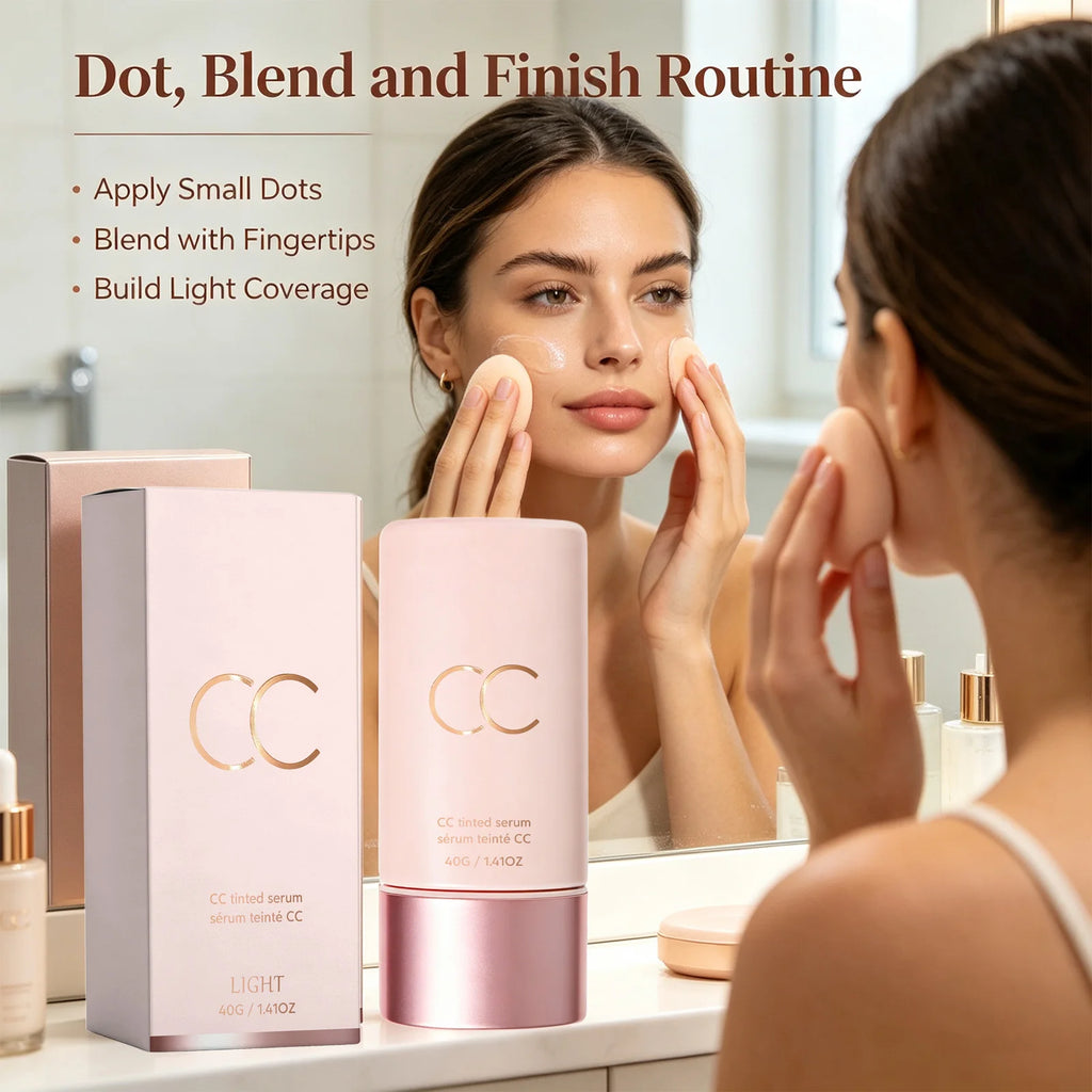 CC Tinted Serum Even Skin Tone Conceals Dullness & Redness Improves Dry Skin Non?caking Lightweight Natural Tinted Moisturizer