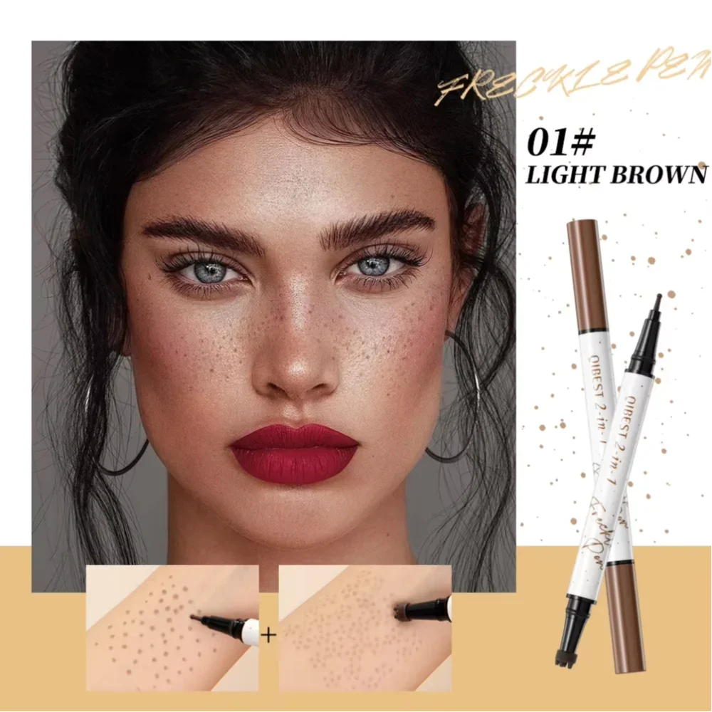 Double-end Freckles Stamp Pen Makeup 2-IN-1 Freckle Seal Waterproof Face Concealer Contour Natural Brown Freckle Cosmetic