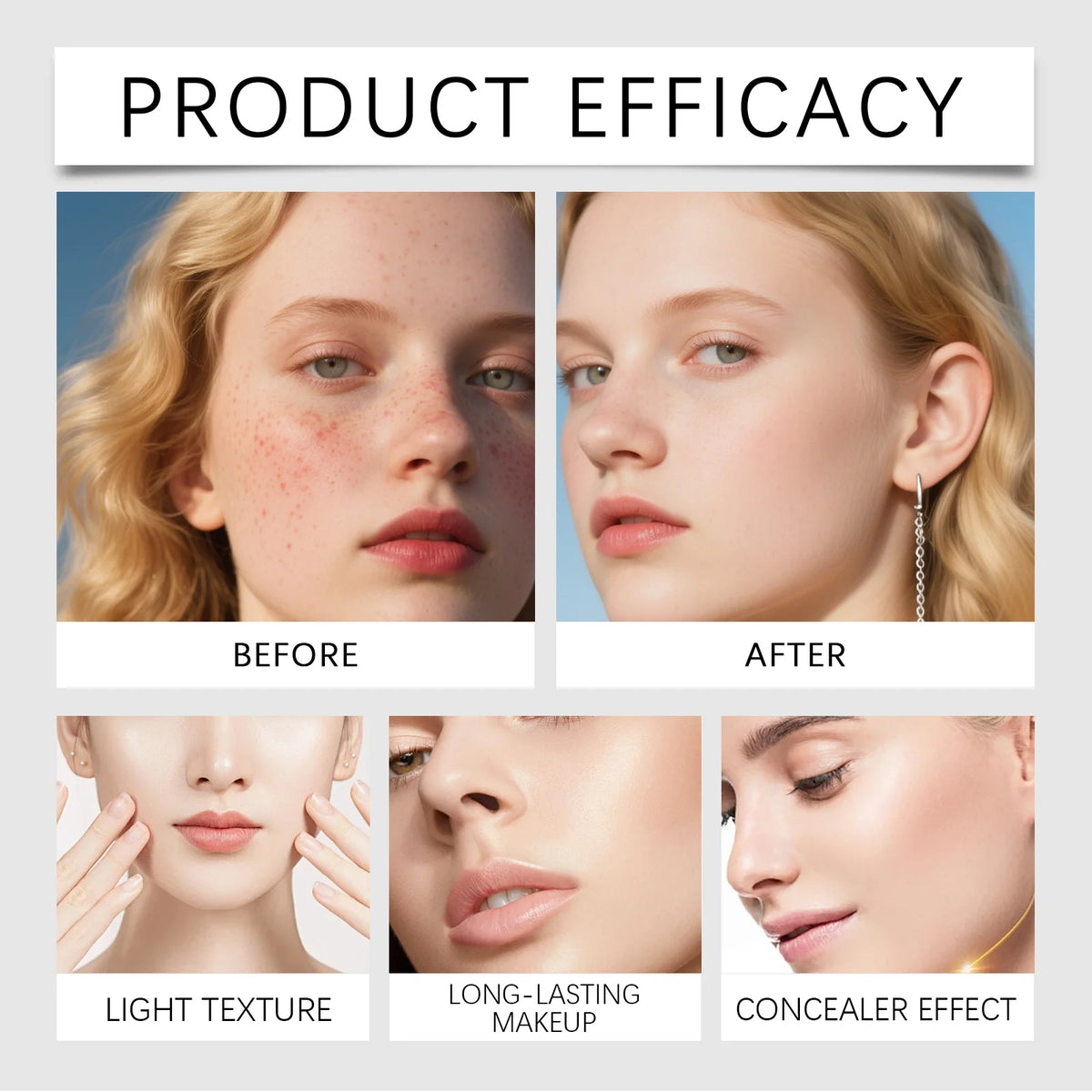 2 in 1 Brush Head Foundation Stick Color Changing Lightweight Smooth Long-lasting Coverage Creating A Perfect Face Makeup Effect