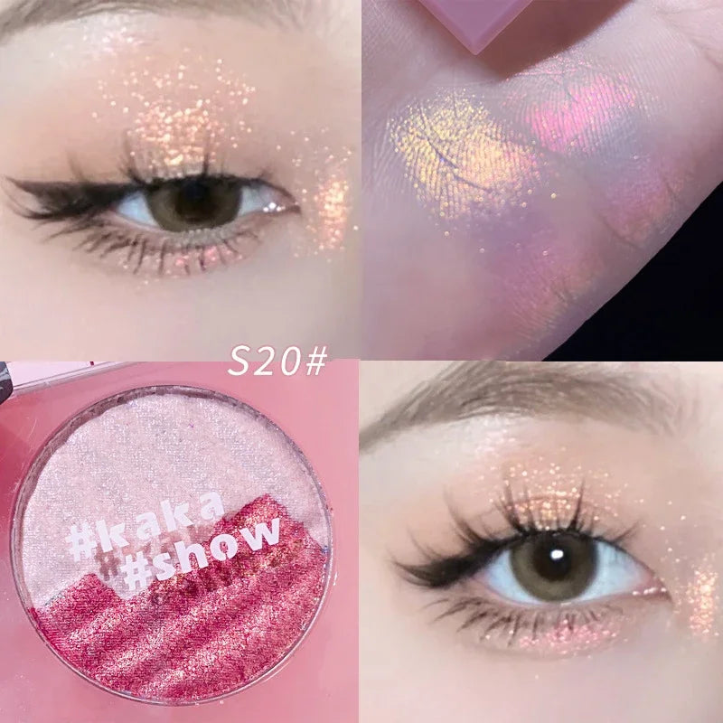 High Gloss Chameleon Highlight Palette Aurora Purple Fine Glitter Eyeshaow Shiny Face Body Brightening Shimmer Contour EyeMakeup