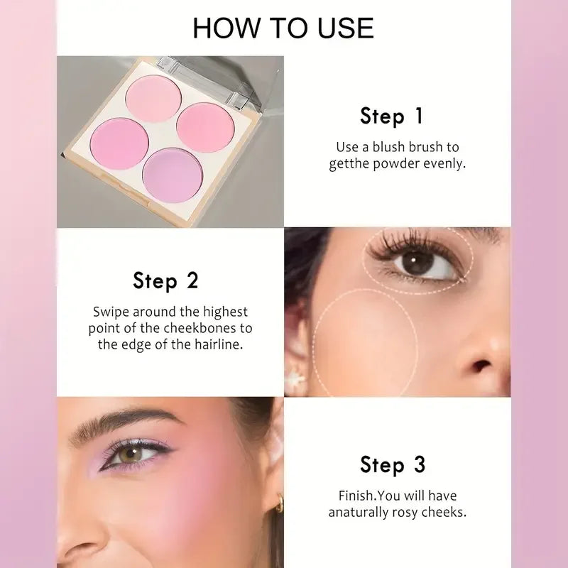 4-color matte blush palette - pinkish purple tones, waterproof, long-lasting natural nude makeup, perfect gift, Korean-style - AliExpress 66