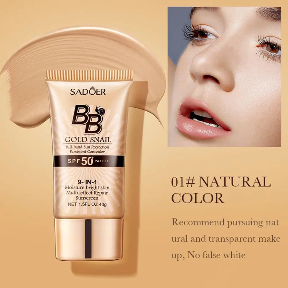 SPF50+ Gold Snail Sunscreen BB Cream Whitening Foundation Concealer Moisturizing Long Lasting Even Skin Tone Makeup Base Primer - AliExpress 66