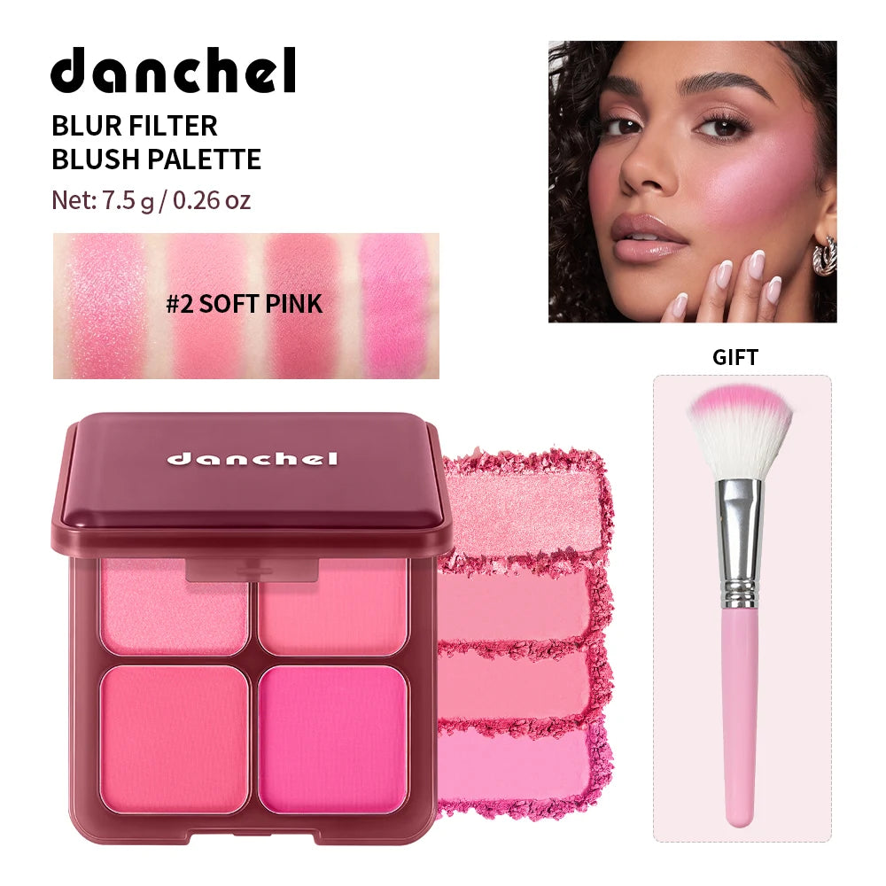 4?Color Blur Filter Blush Palette Matte Pigmented Powder Blush Makeup Palette Natural Flush Cheek Cosmetic With Blush Brush - AliExpress 66