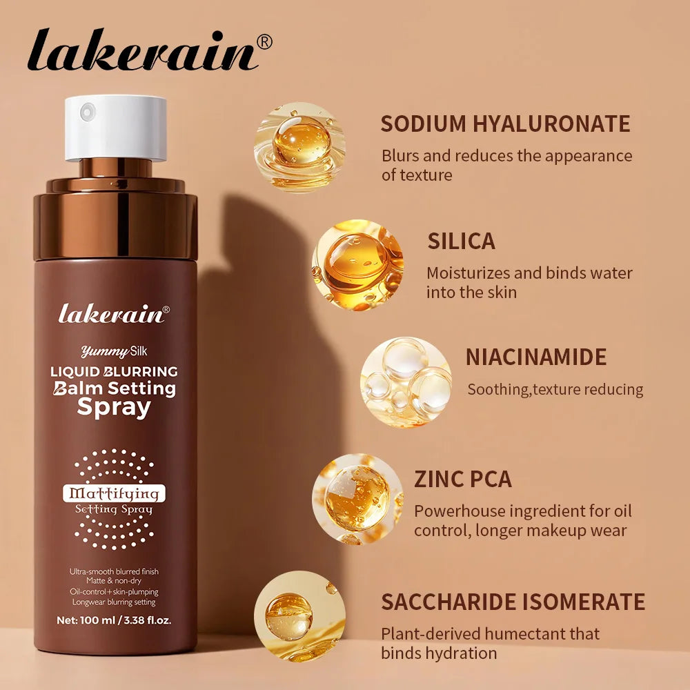 Lakerain Liquid Blurring Balm Setting Spray Long Lasting Moisturizing Repairing Oil Control Matte Blurred Finish Setting Spray - AliExpress 66