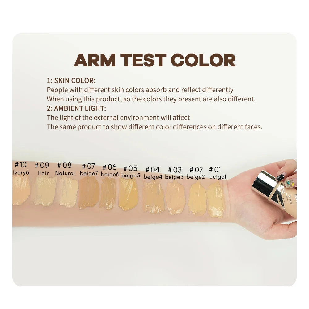 Oil?control LongLasting Foundation Cream Natural Buildable Coverage Concealer Makeup Base Sweat Proof Non?fading Facial Cosmetic
