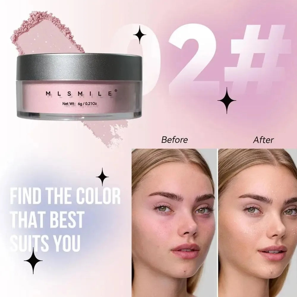 Long Lasting Glitter Setting Powder Pearlescent Natural Finish Face Powder Oil Control Hide Pore Matte Powder Face Makeup