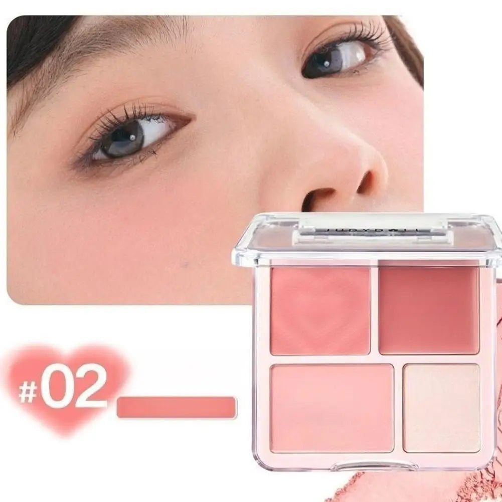 1pcs Korean Style Blush Highlighter Palette Four Color Matte Sculpting Shrinking Expanding Makeup Contouring Powder Compact - AliExpress 66