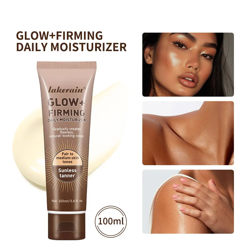GLOW+FIRMING Daily Moisturizer Gradual Sunless Tanner Natural Light Bronze For Fair To Medium Skin Hydrate & Revitalize Dry Body