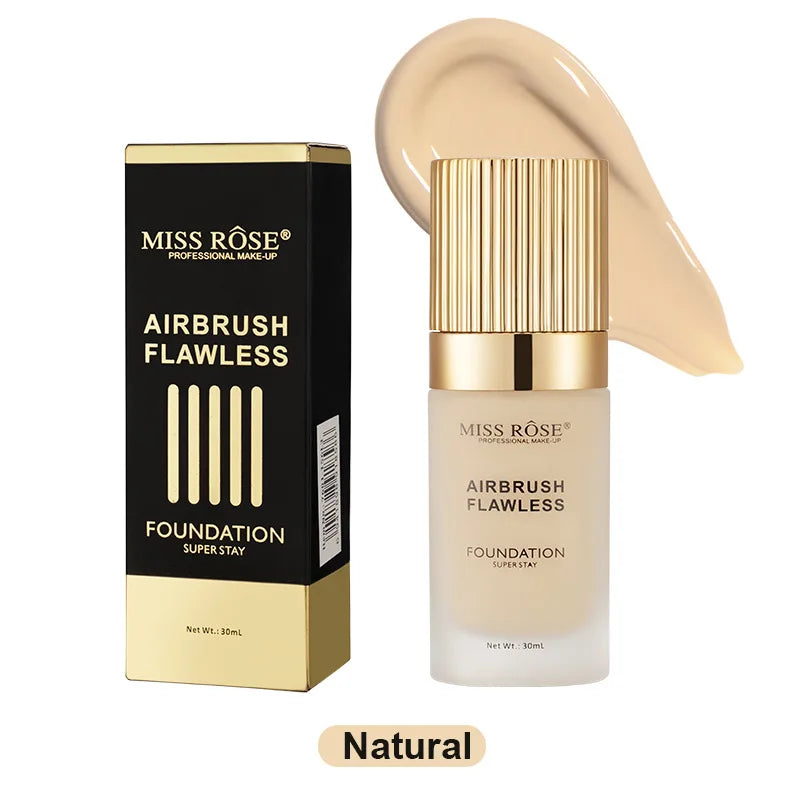 MISS ROSE Long Lasting Foundation Waterproof Sweatproof Natural Makeup Effect Concealer Liquid Base Facial Makeup Daily Cosmetic