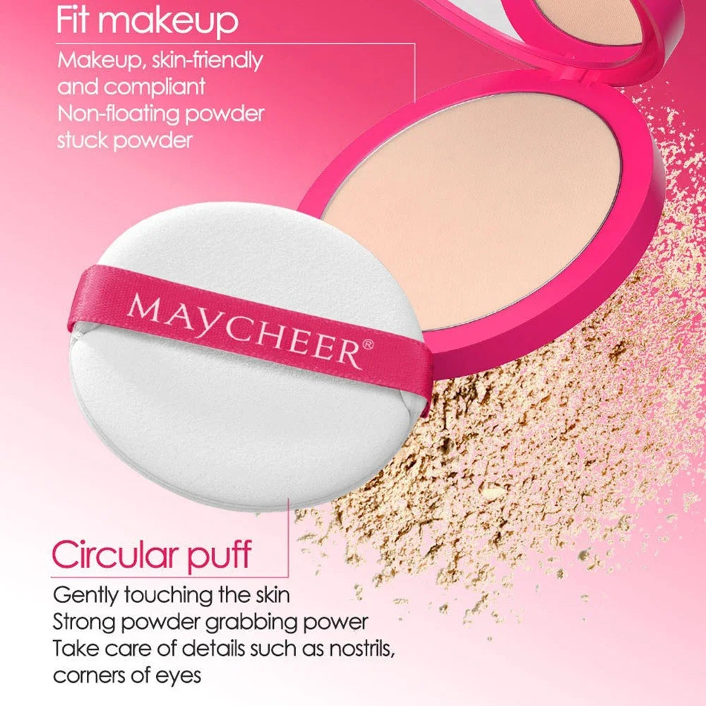 Natural Matte Pressed Powder Foundation Oil Control Brightening Whitening Compact Concealer Face Base Makeup Cosmetic