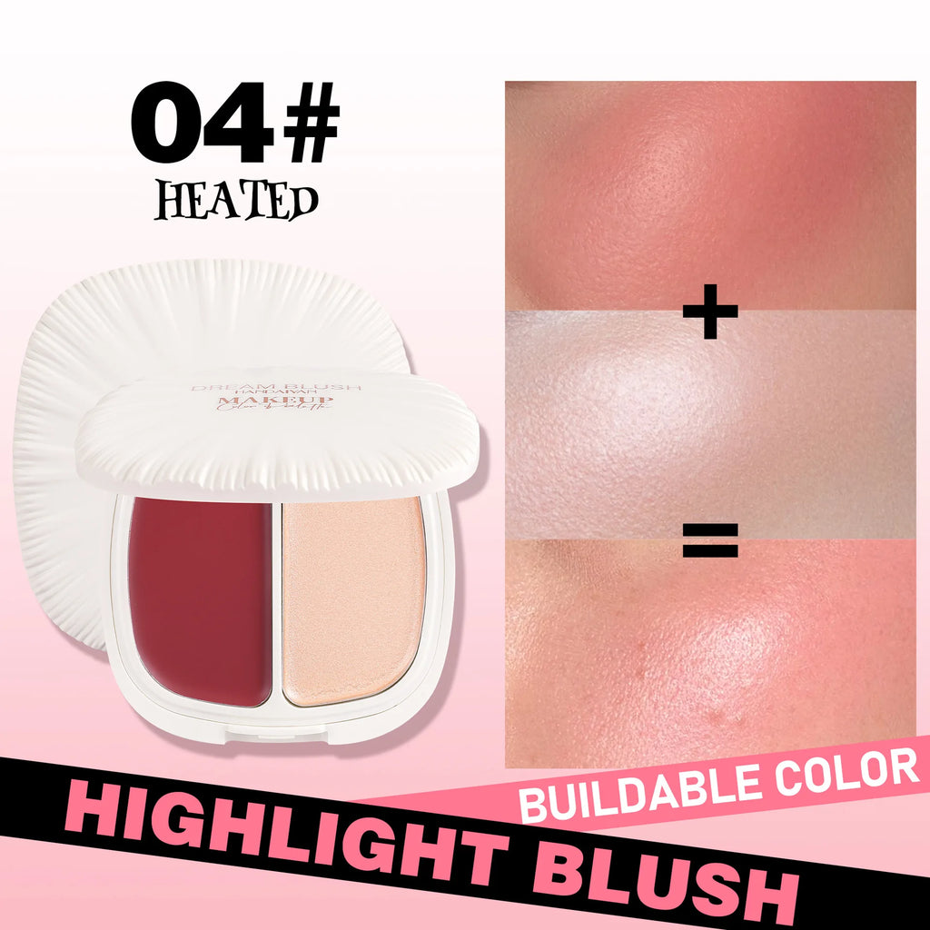 2 In 1 Dream Blush Highlighter Palette Natural Glow Face Contour Long Lasting Luminous Finish Healthy Radiance Duo - AliExpress 66